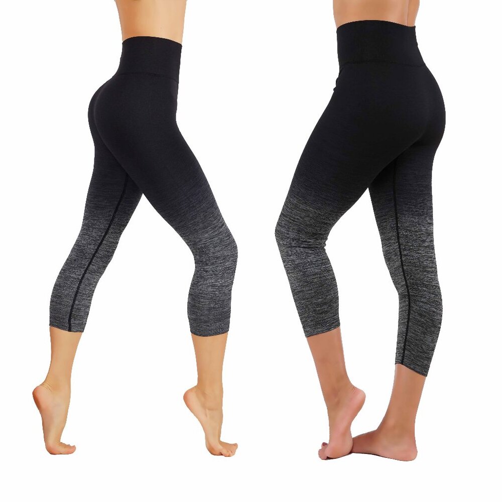 NEW Black and charcoal Capri ombré leggings compression  high quality
